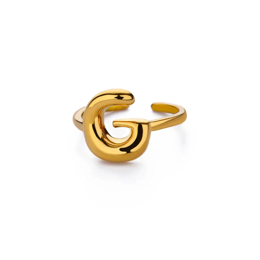 Adjustable personalized ring with initial g