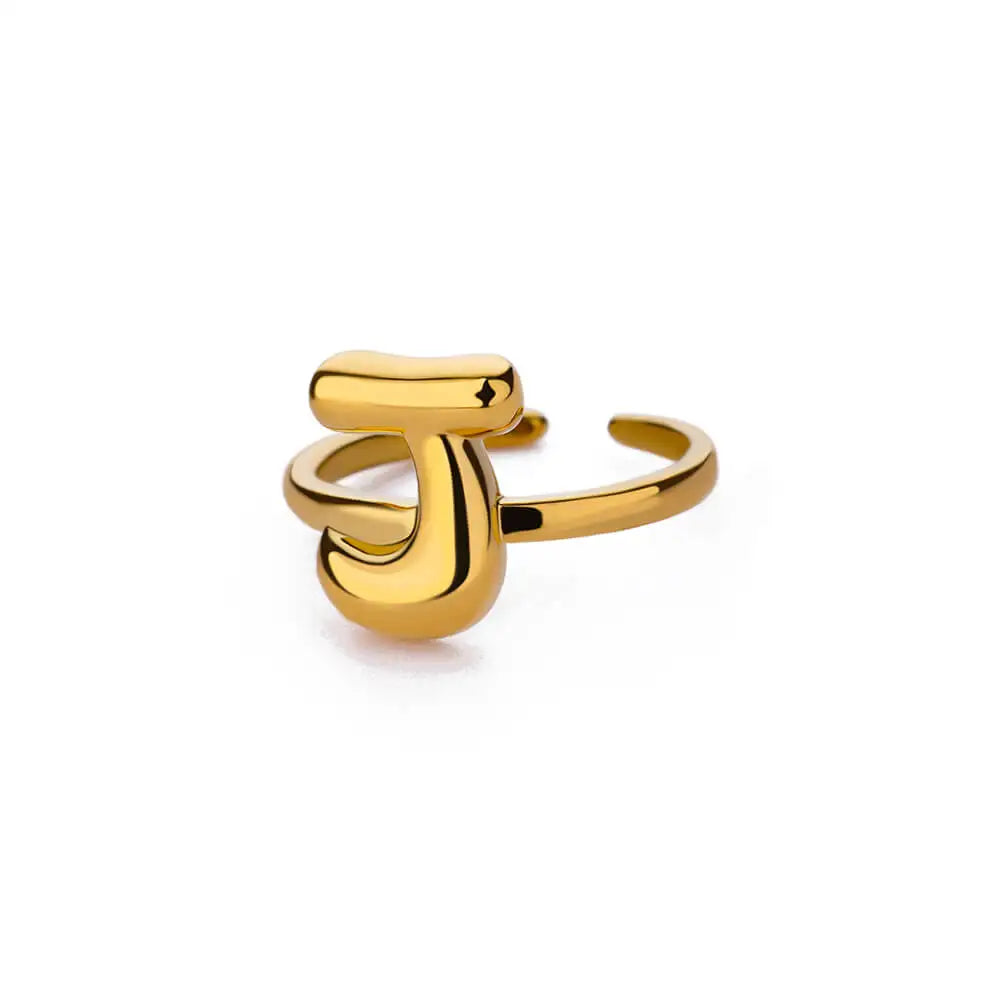 Adjustable personalized ring with initial j