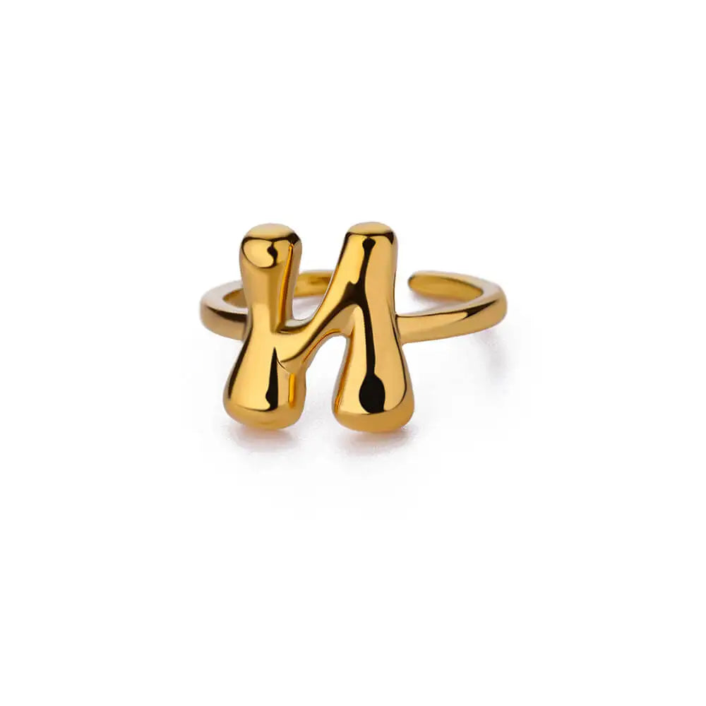 Adjustable personalized ring with initial n