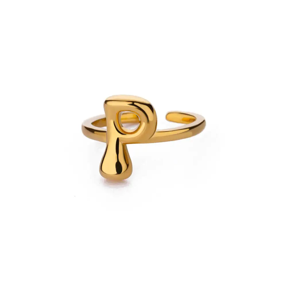 Adjustable personalized ring with initial p