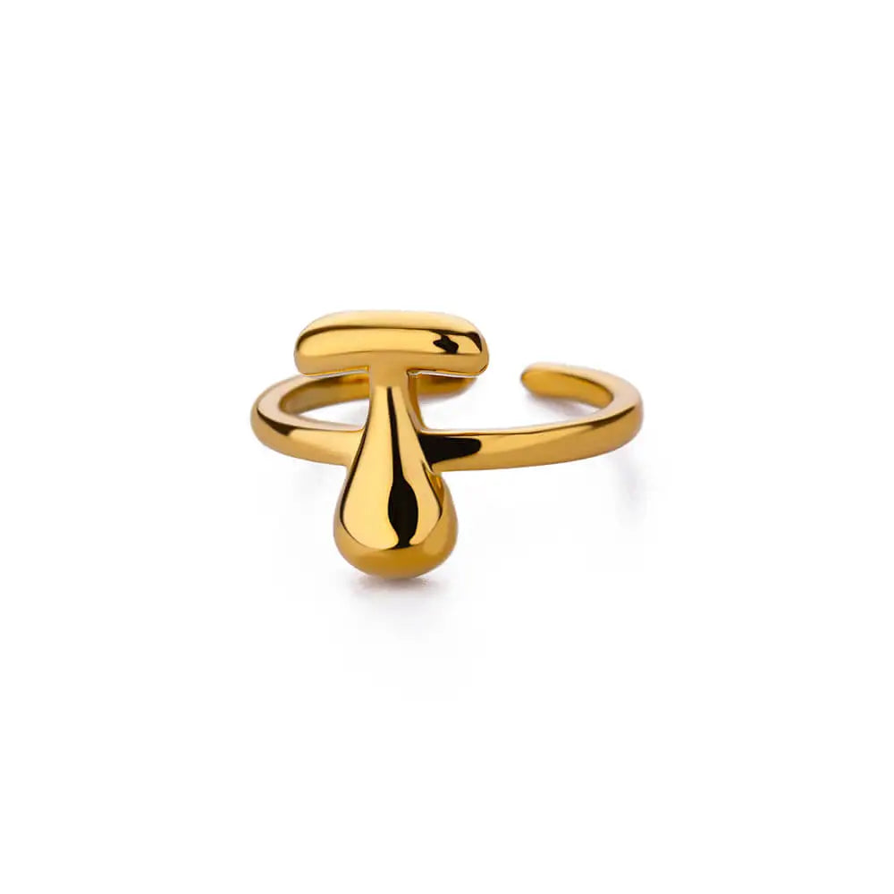 Adjustable personalized ring with initial t