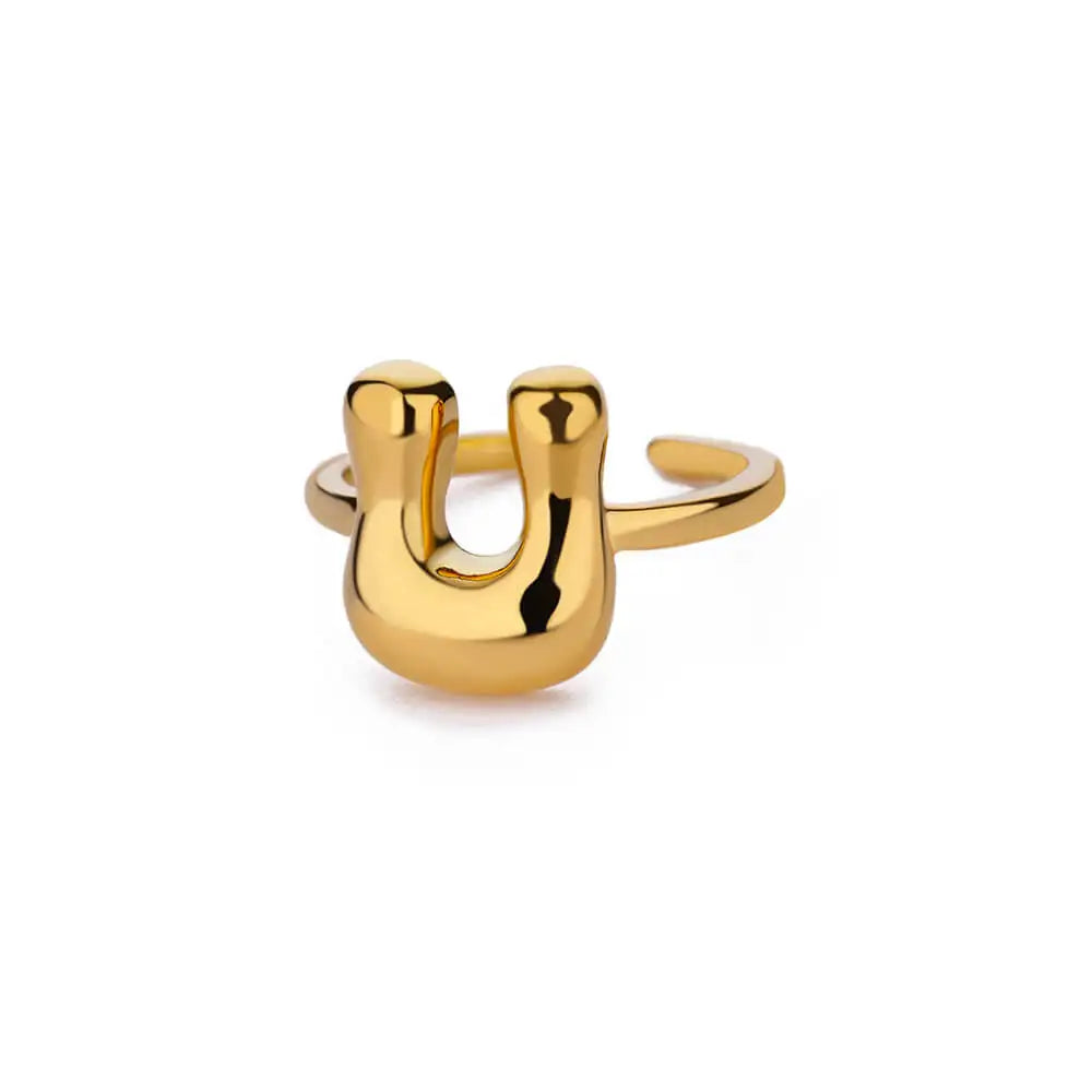 Adjustable personalized ring with initial u