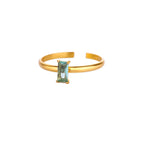 Bague ajustable avec pierre de naissance rectangulaire