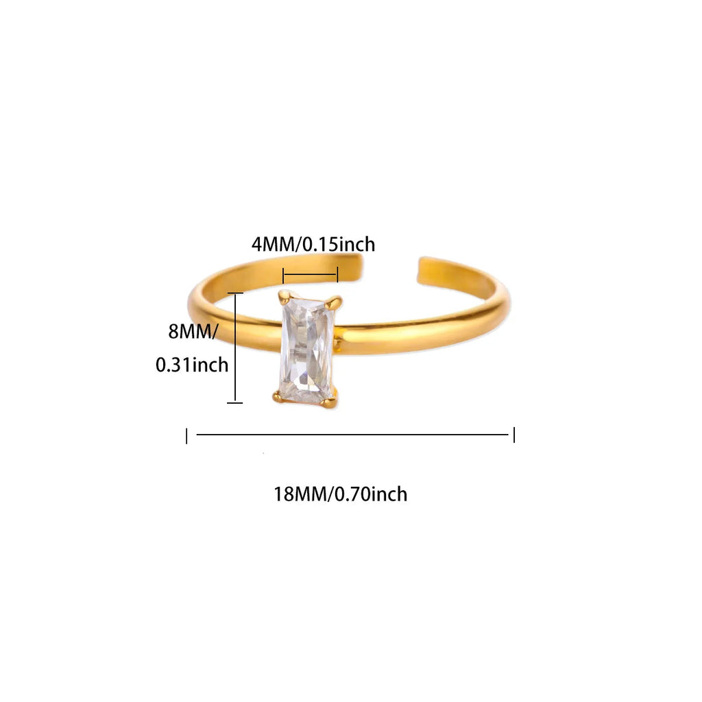 Bague ajustable avec pierre de naissance rectangulaire