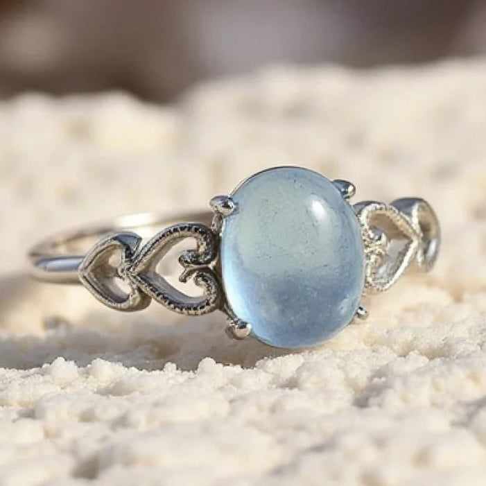 Justerbar ring "Havkrystal" i akvamarin 