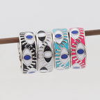 Verstellbarer Emaille-Ring mit blauem-Auge-Motiven 