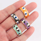 Verstellbarer Emaille-Ring mit blauem-Auge-Motiven in Gold und Gelb
