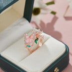 Adjustable cherry blossom and butterfly ring in rose gold