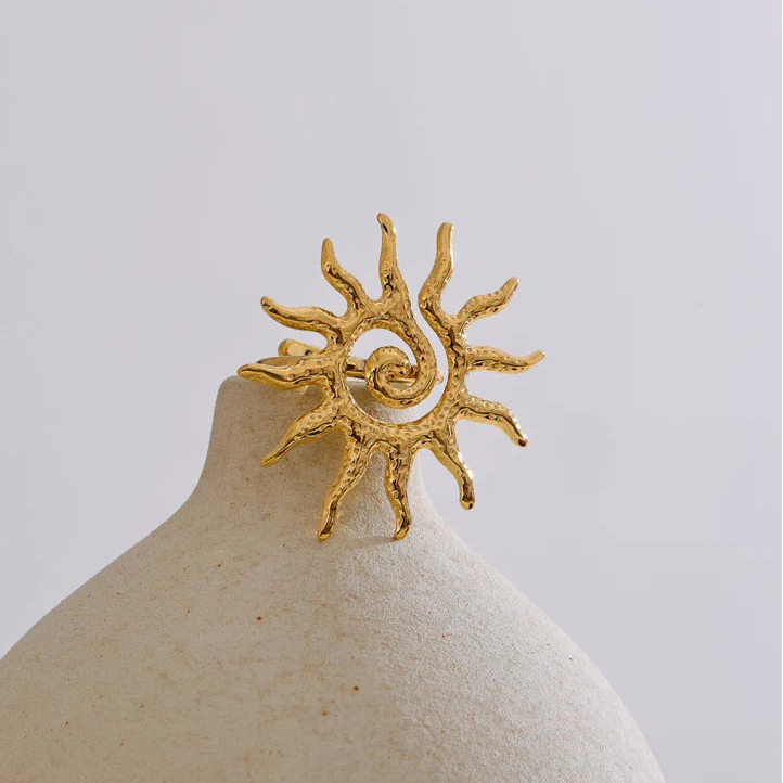 Bague ajustable grand soleil or