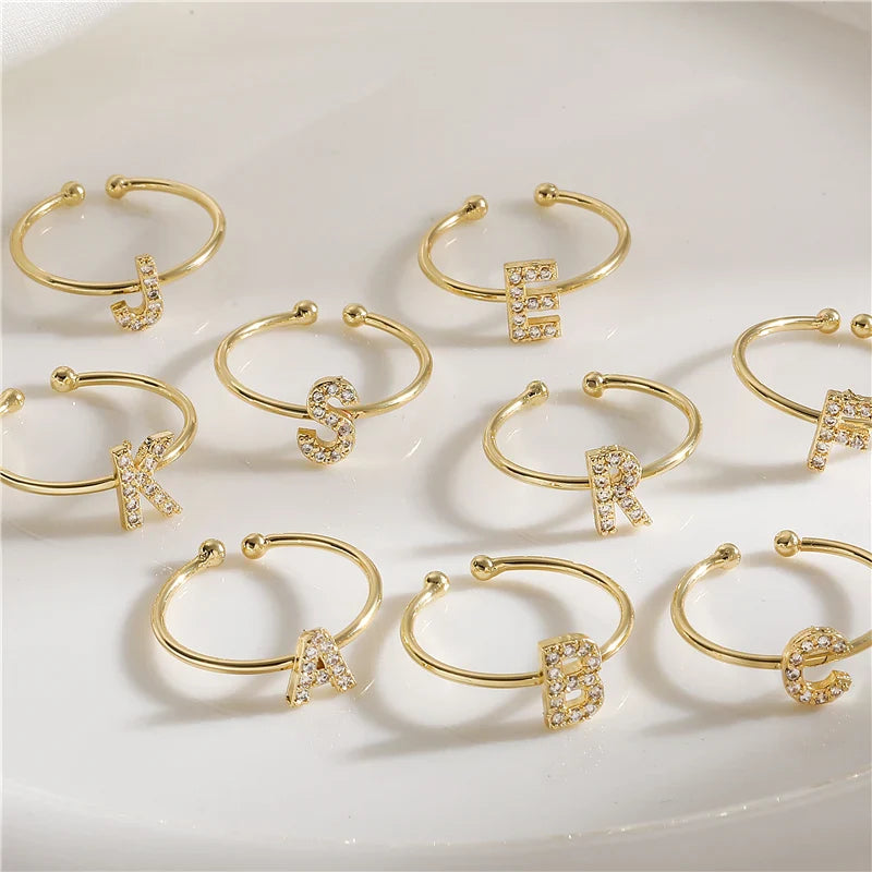 Verstelbare gepersonaliseerde ring met initiaal