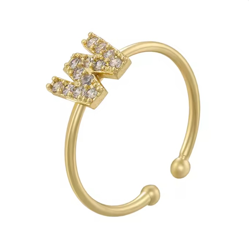 Bague ajustable initiale - lettre W