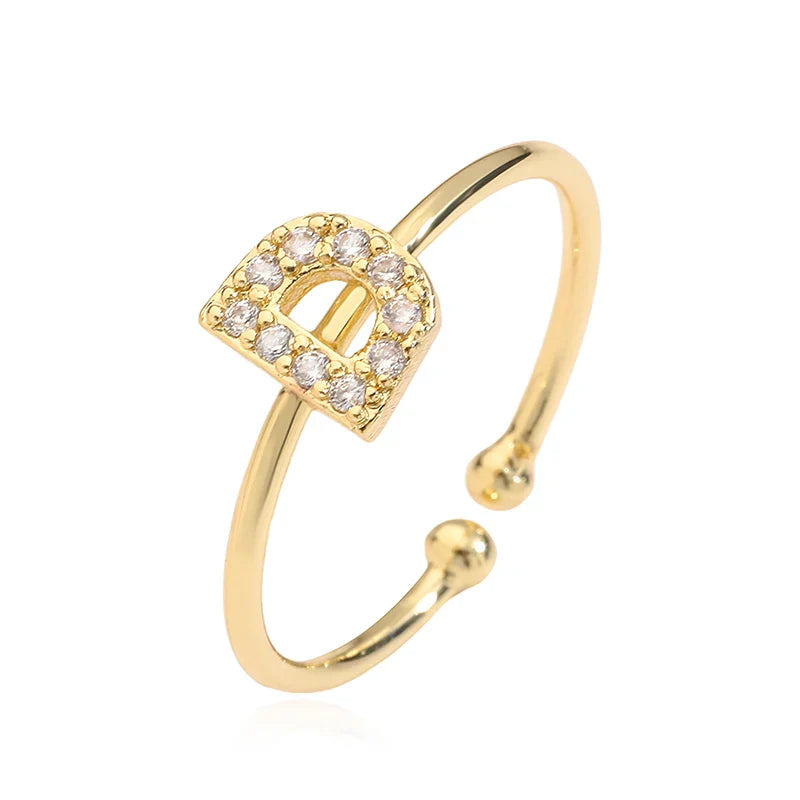 Verstelbare gepersonaliseerde ring met initiaal d