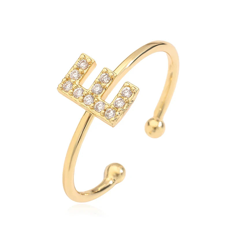 Custom adjustable ring with initial E