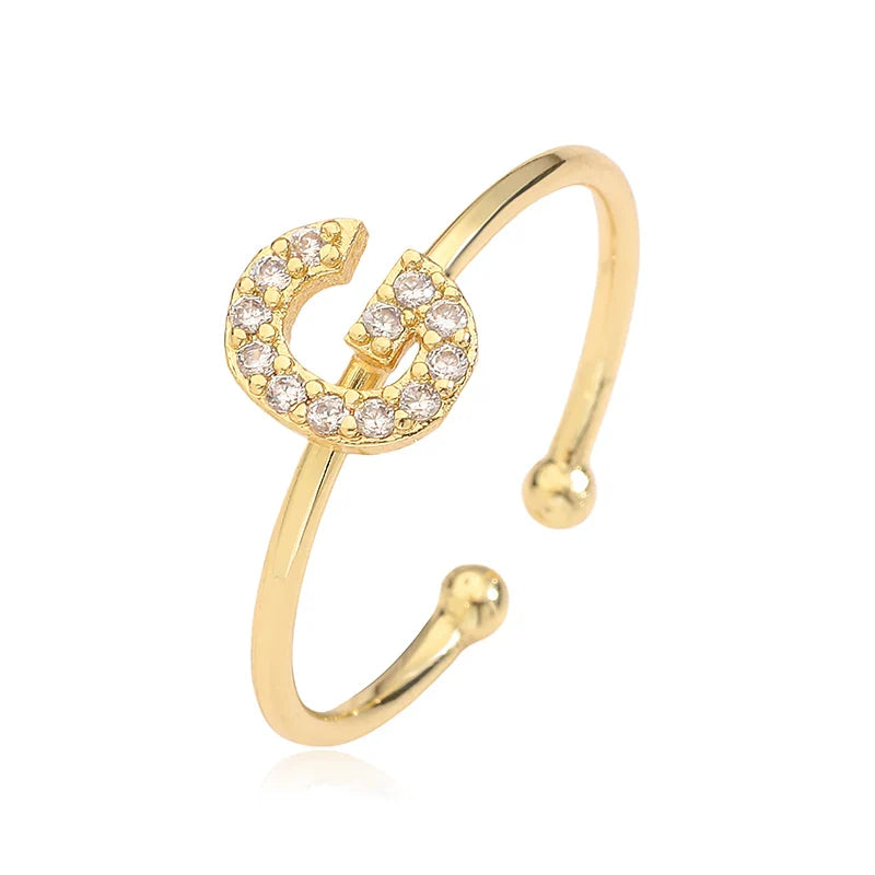 Custom adjustable ring with initial G