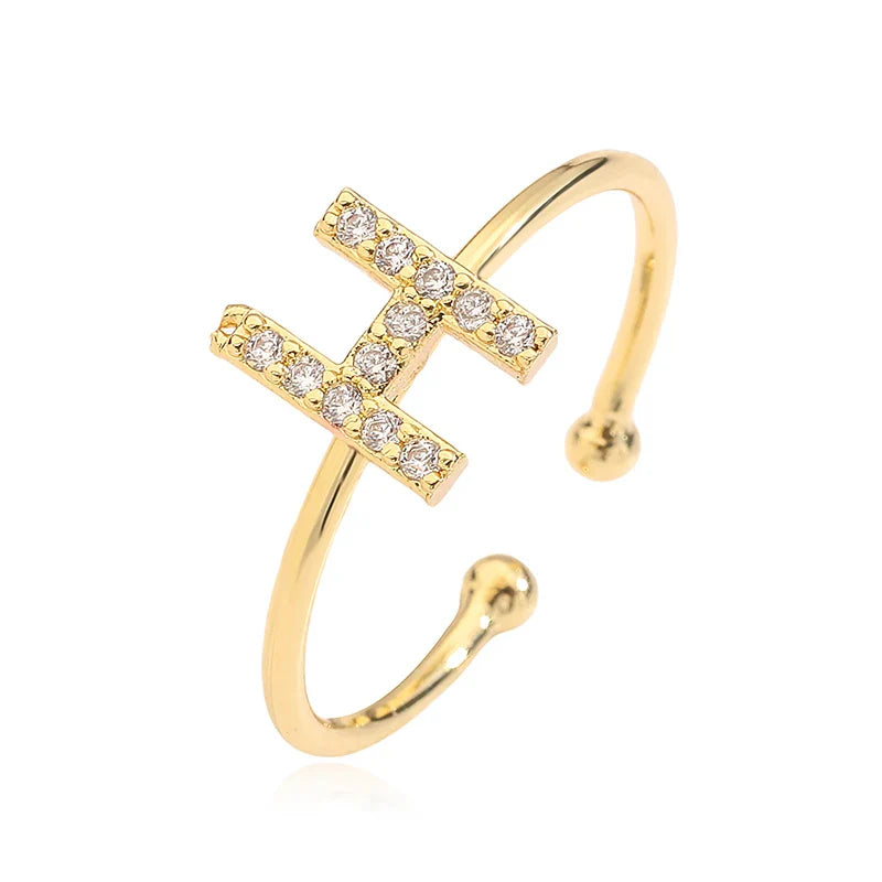 Custom adjustable ring with initial H