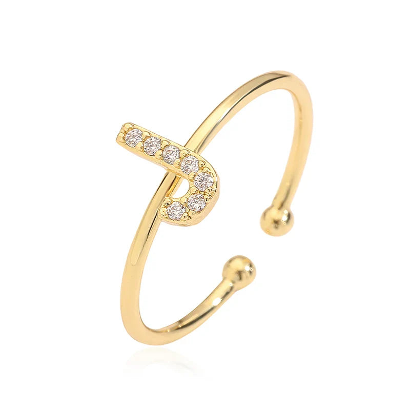 Adjustable initial ring - letter 