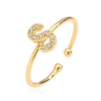 Verstelbare gepersonaliseerde ring met initiaal s