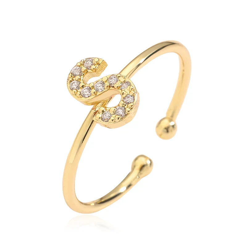 Custom adjustable ring with initial S