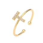 Verstelbare gepersonaliseerde ring met initiaal t