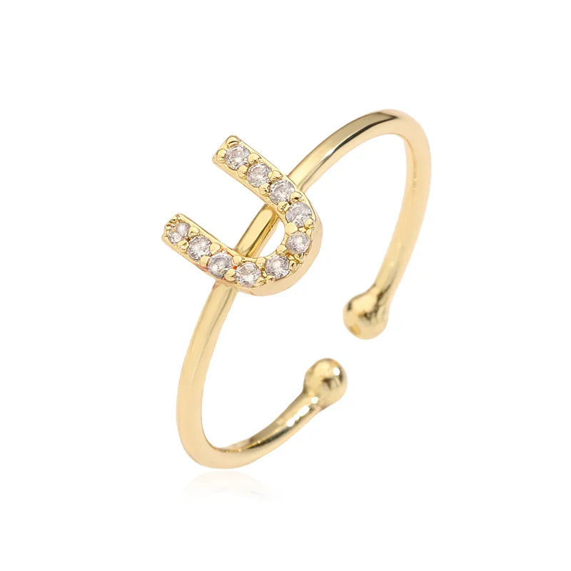 Custom adjustable ring with initial U