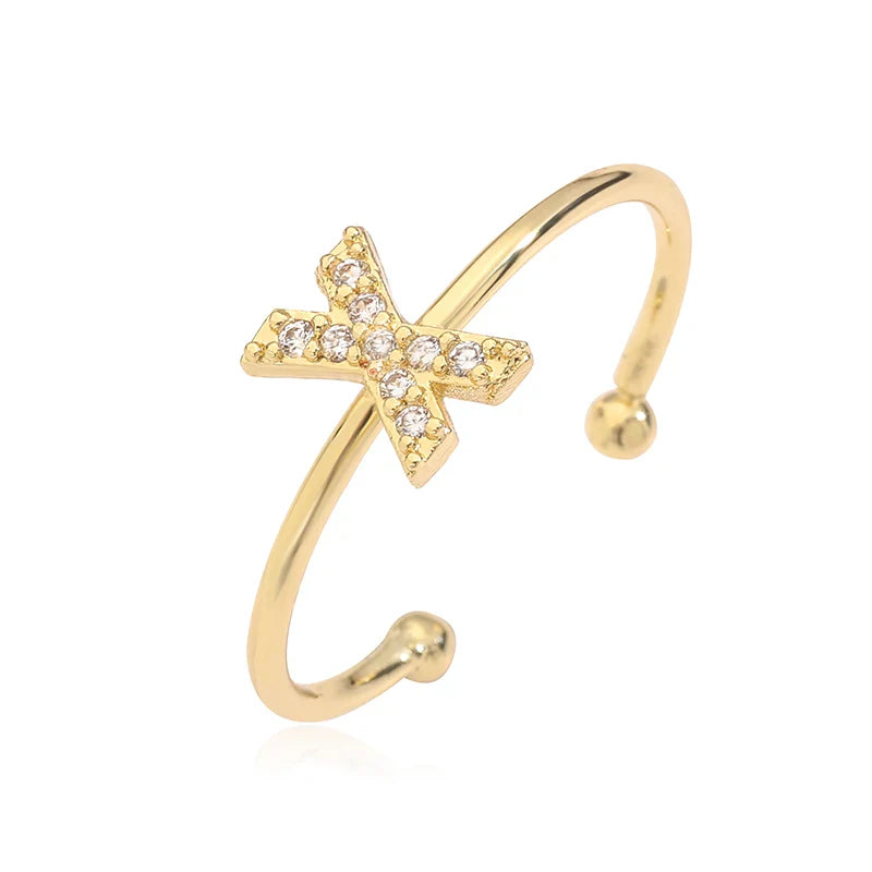 Custom adjustable ring with initial X