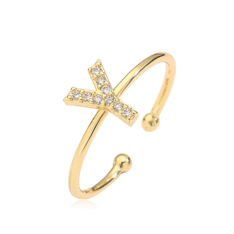 Custom adjustable ring with initial Y