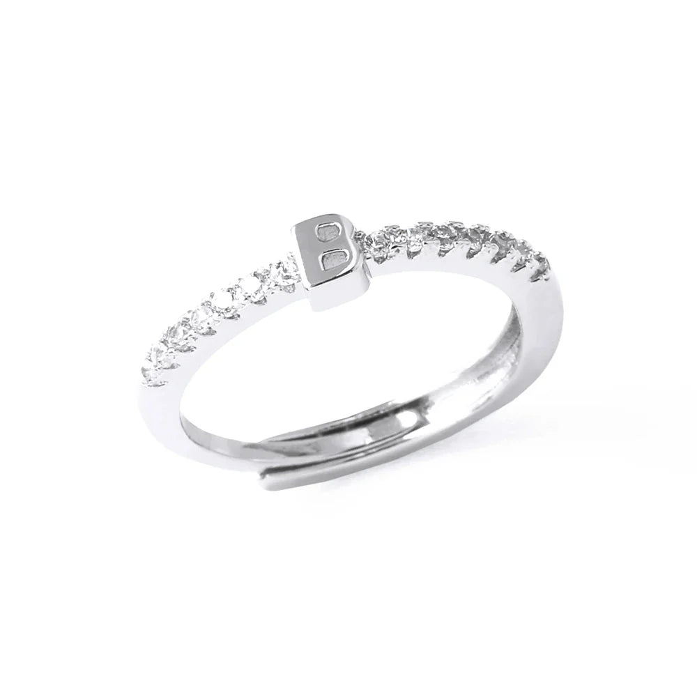 Bague ajustable pour femme avec initiale - lettre