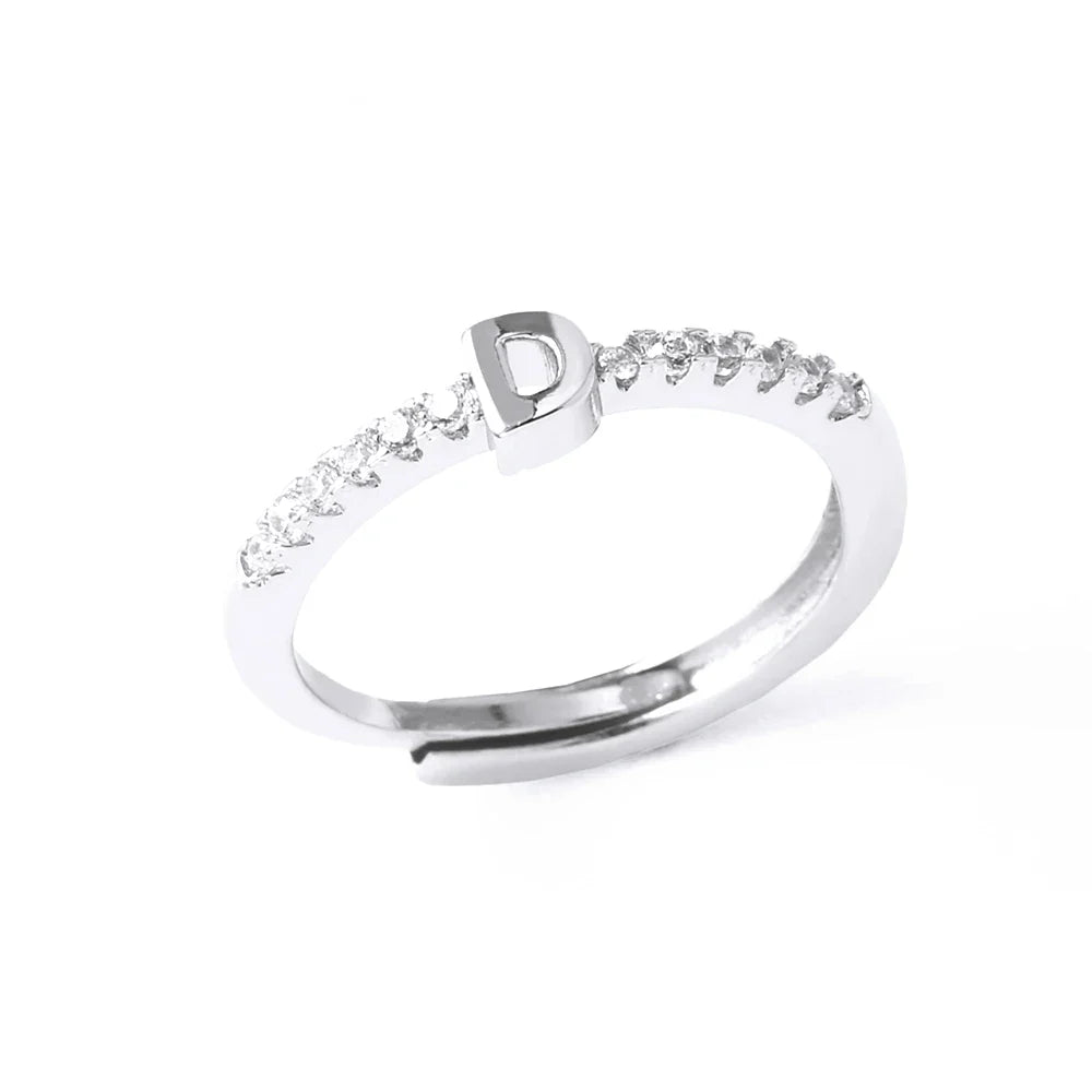 Bague ajustable pour femme avec initiale - lettre