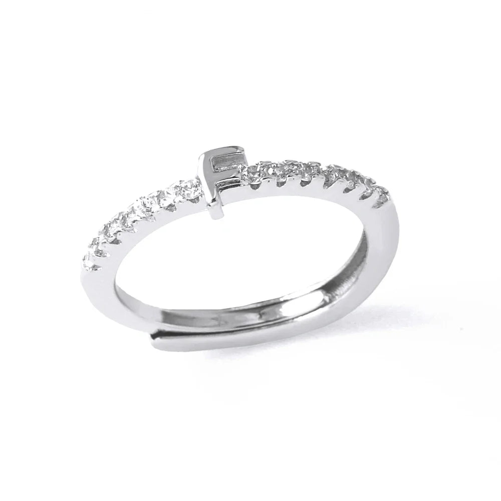 Bague ajustable pour femme avec initiale - lettre