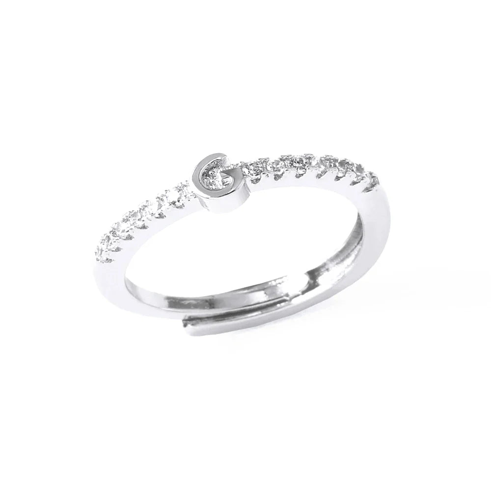 Bague ajustable pour femme avec initiale - lettre