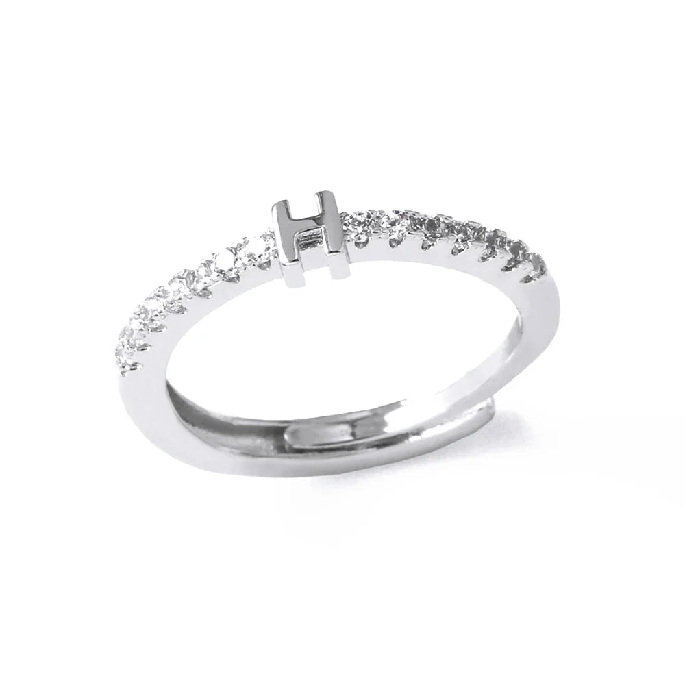 Bague ajustable pour femme avec initiale - lettre