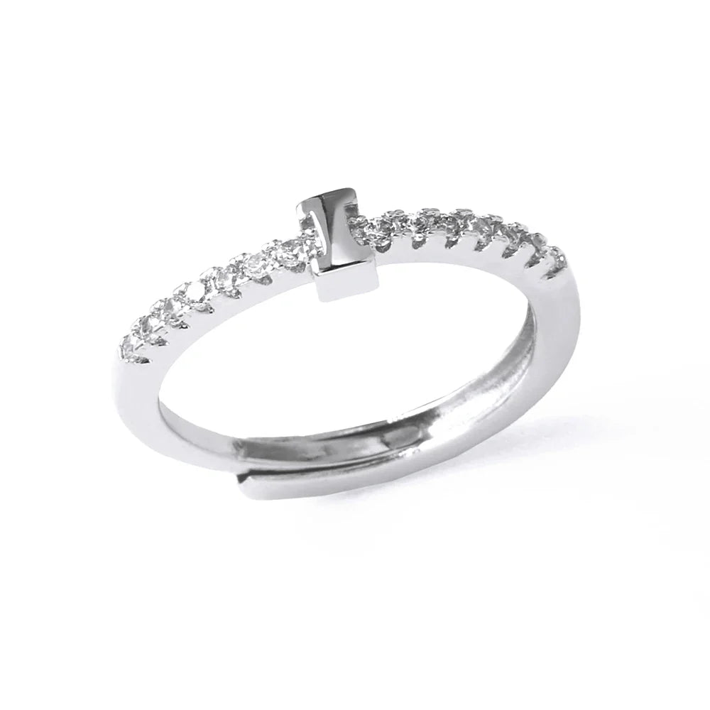 Bague ajustable pour femme avec initiale - lettre