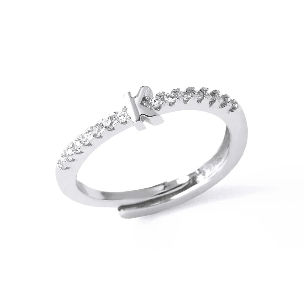 Adjustable women's ring with initial - letter 