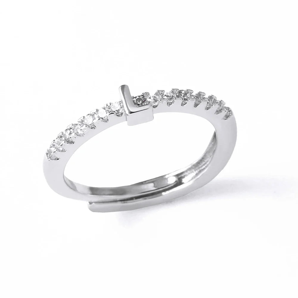 Bague ajustable pour femme avec initiale - lettre