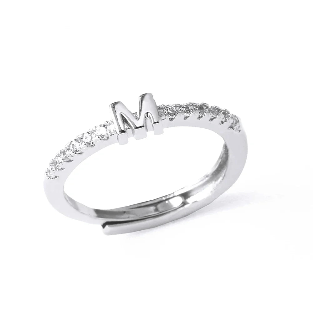 Bague ajustable pour femme avec initiale - lettre