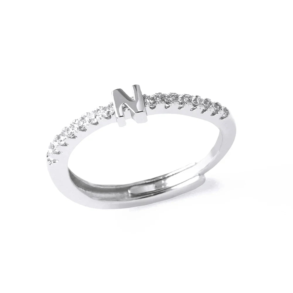 Adjustable women's ring with initial - letter 