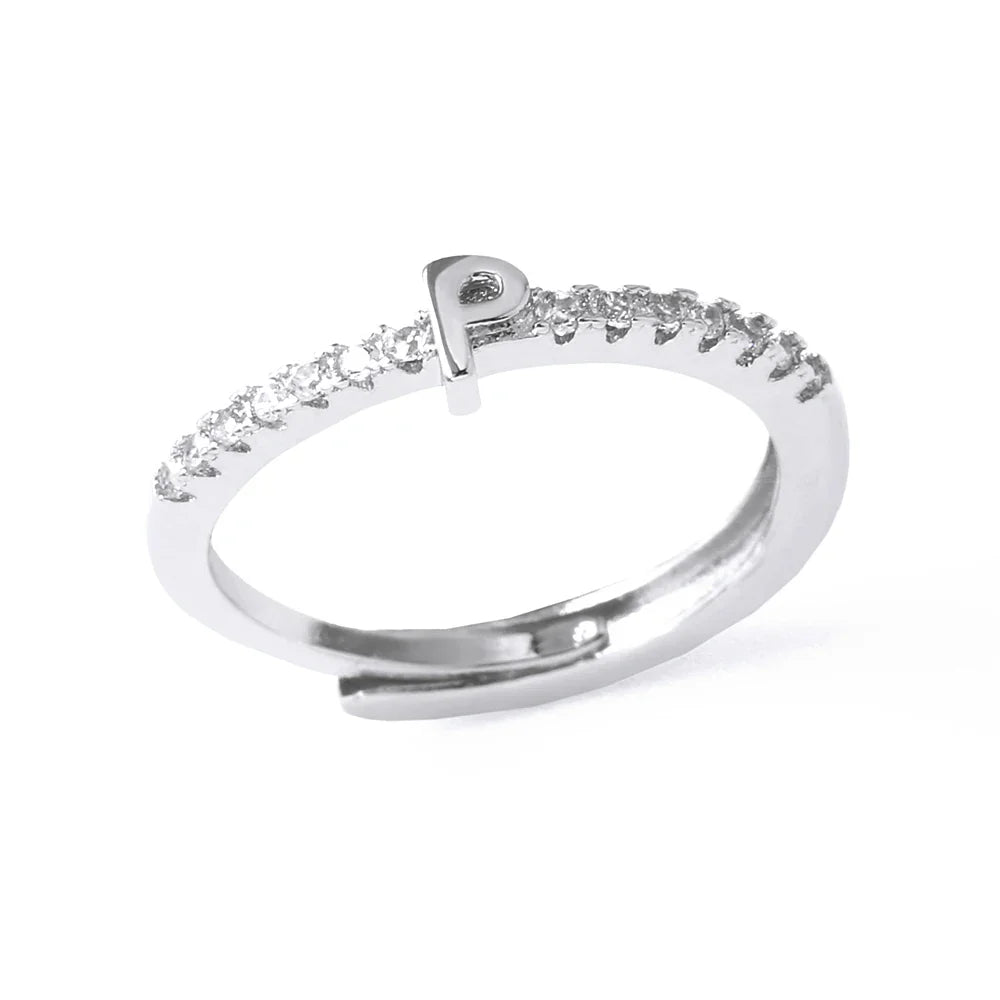 Adjustable women's ring with initial - letter 