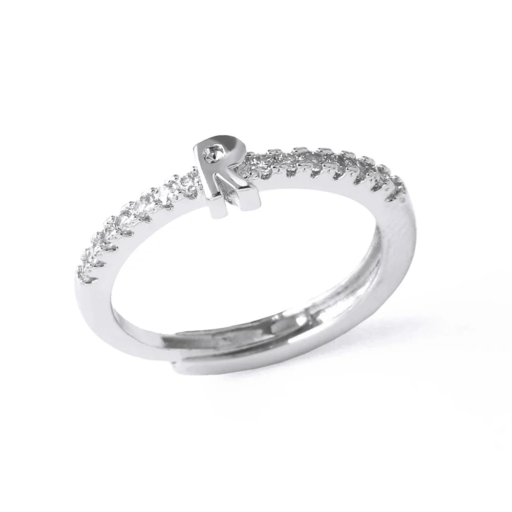 Adjustable women's ring with initial - letter 