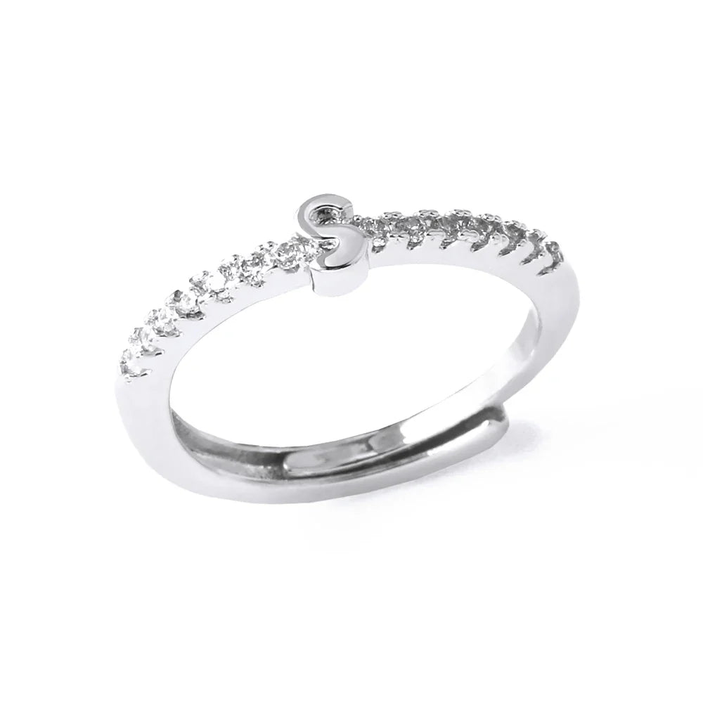 Bague ajustable pour femme avec initiale - lettre