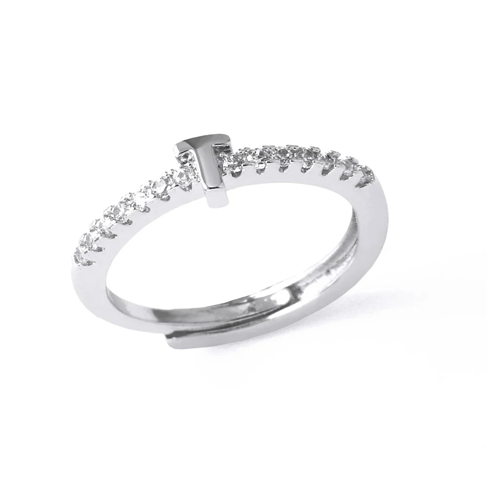 Adjustable women's ring with initial - letter 