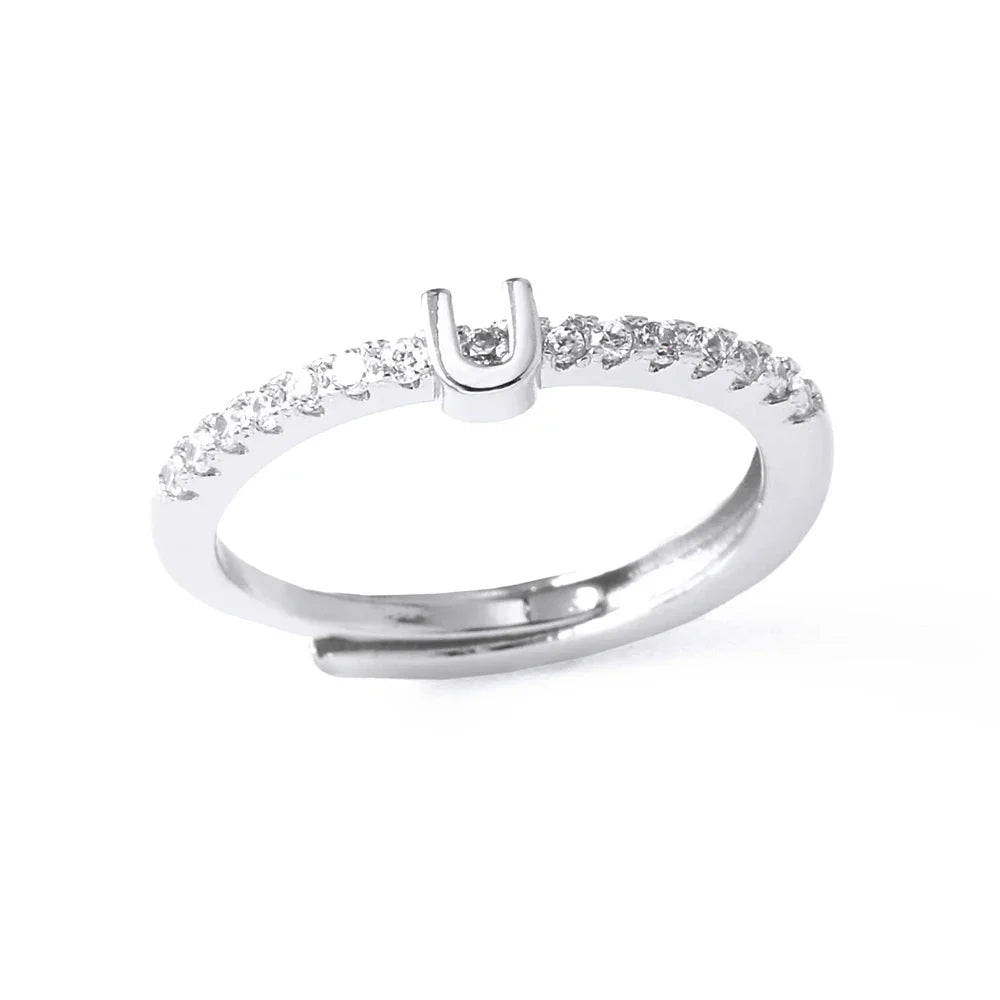 Adjustable women's ring with initial - letter 