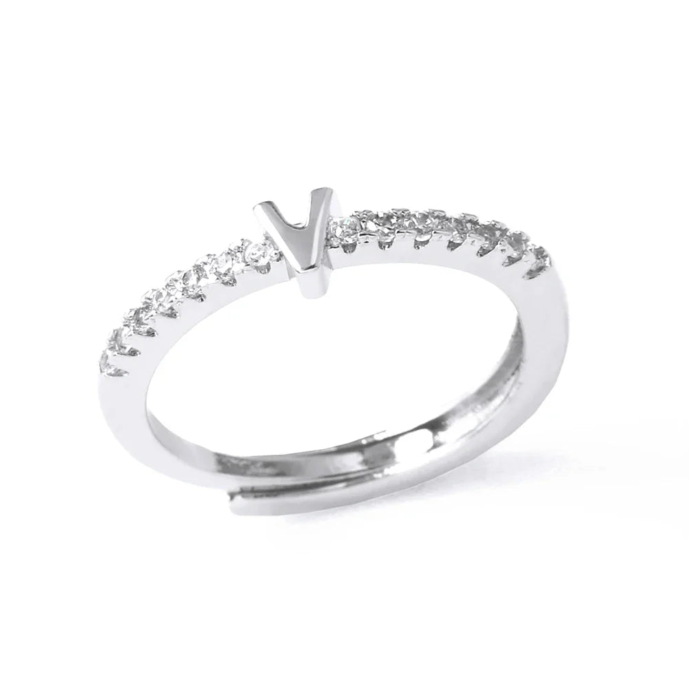 Adjustable women's ring with initial - letter 