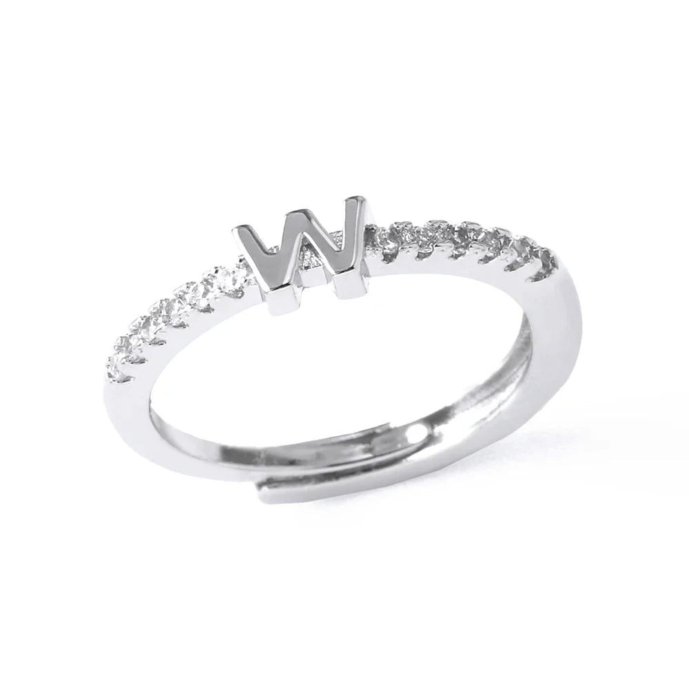 Adjustable women's ring with initial - letter 
