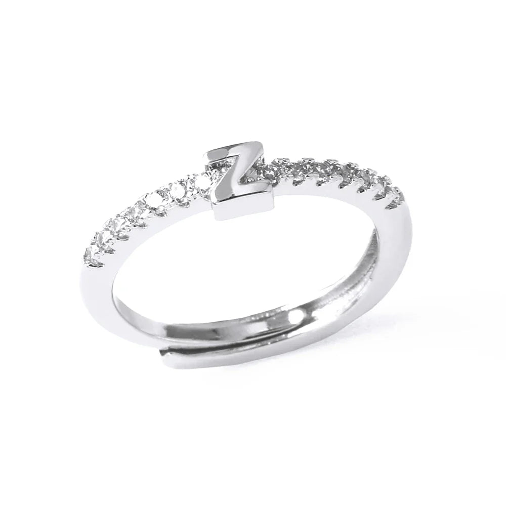 Bague ajustable pour femme avec initiale - lettre