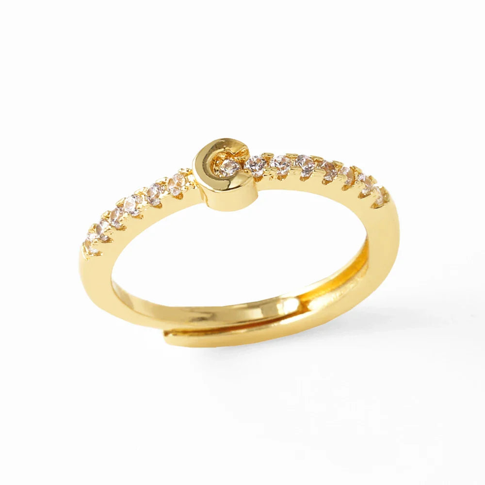 Bague ajustable pour femme avec initiale - lettre