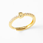 Bague ajustable pour femme avec initiale - lettre
