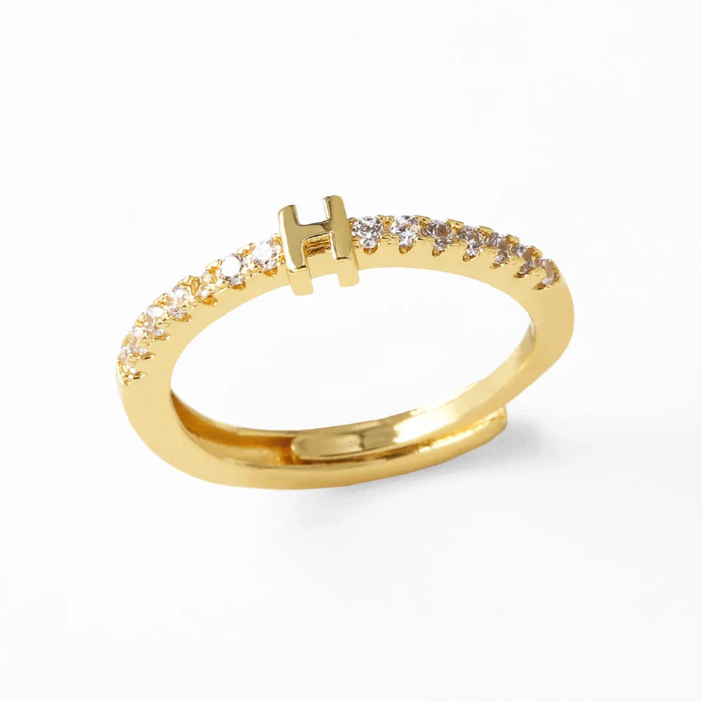 Bague ajustable pour femme avec initiale - lettre