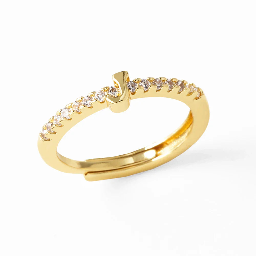 Adjustable women's ring with initial - letter 