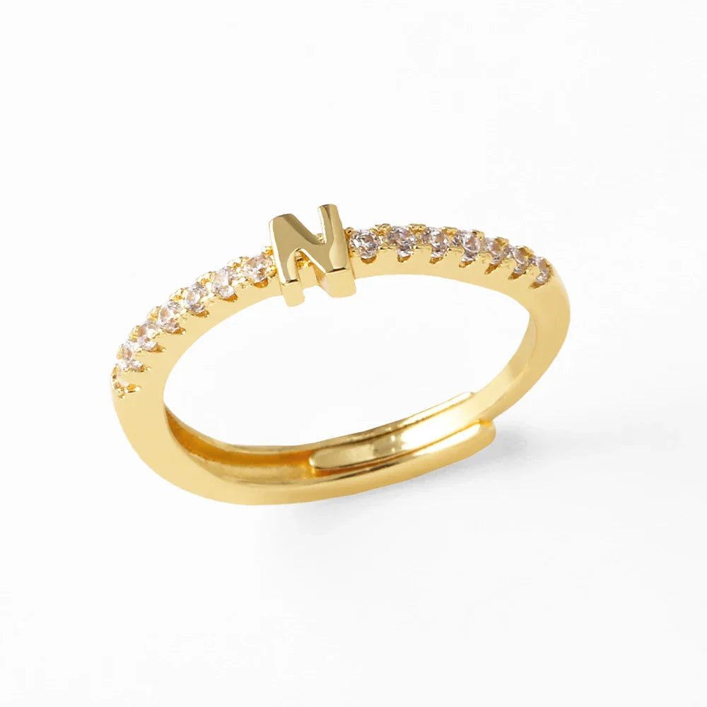 Bague ajustable pour femme avec initiale - lettre