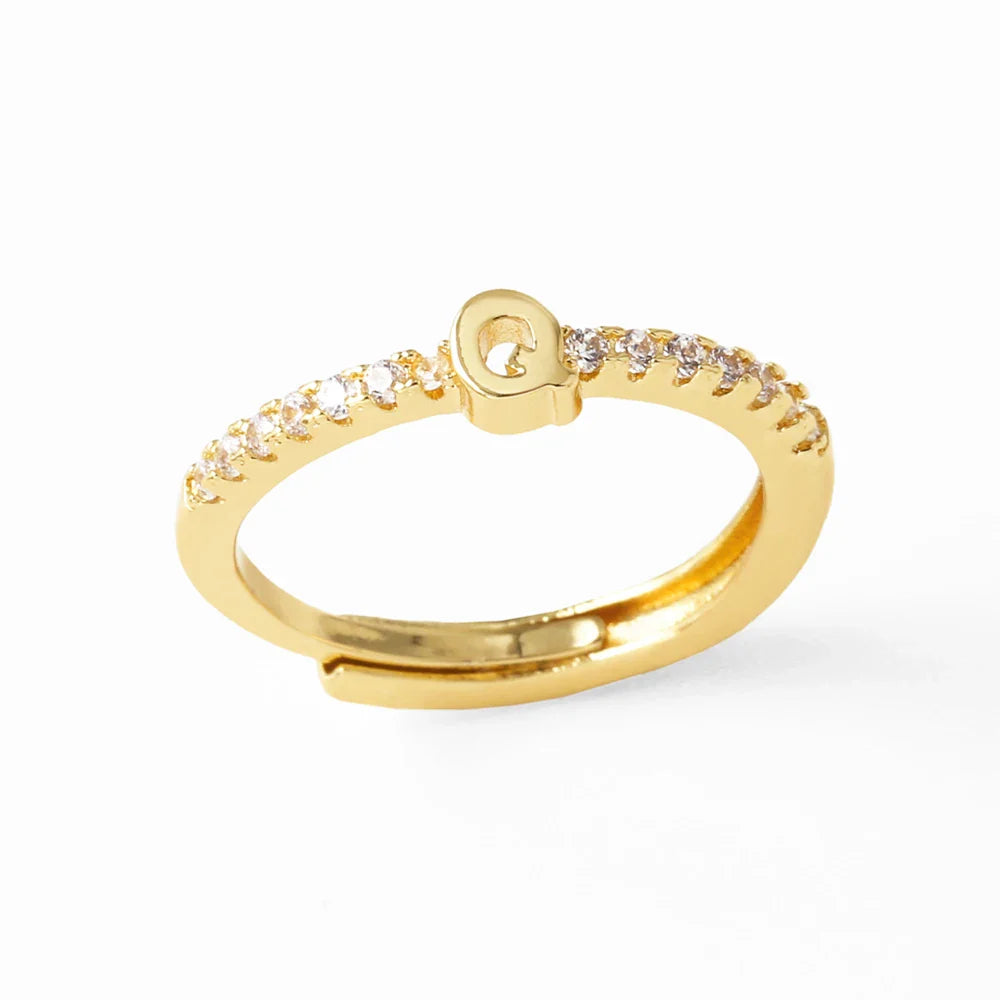 Bague ajustable pour femme avec initiale - lettre